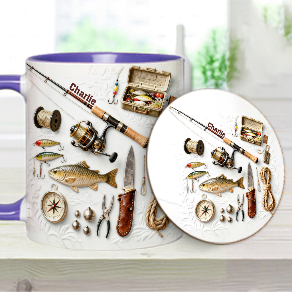 Love Fishing - Personalized Fishing Accent Mug & Coaster