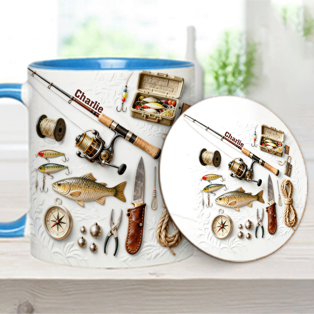 Love Fishing - Personalized Fishing Accent Mug & Coaster