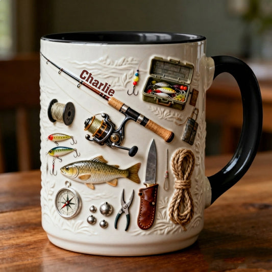 Love Fishing - Personalized Fishing Accent Mug & Coaster