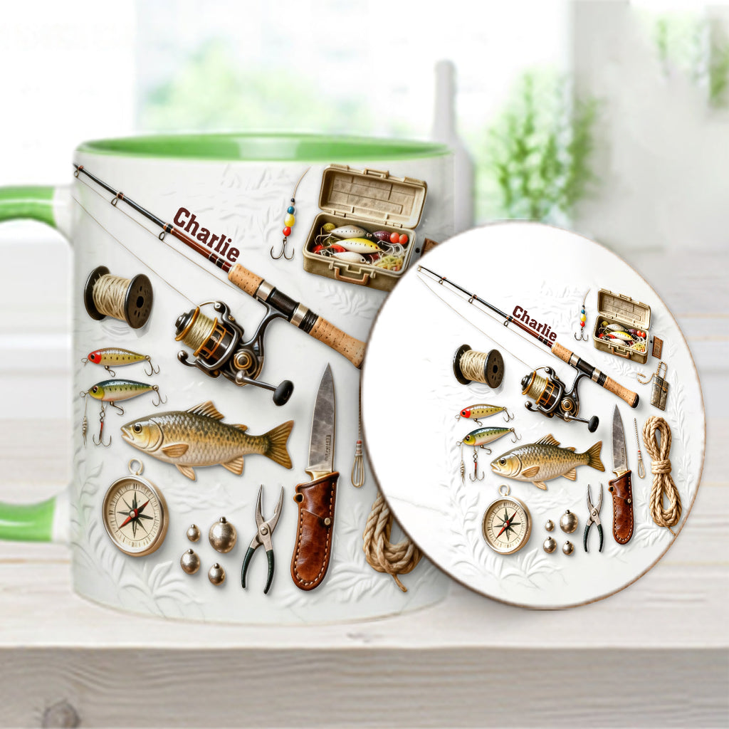 Love Fishing - Personalized Fishing Accent Mug & Coaster