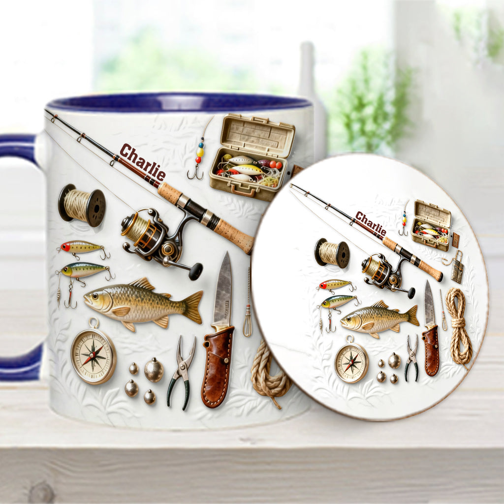 Love Fishing - Personalized Fishing Accent Mug & Coaster