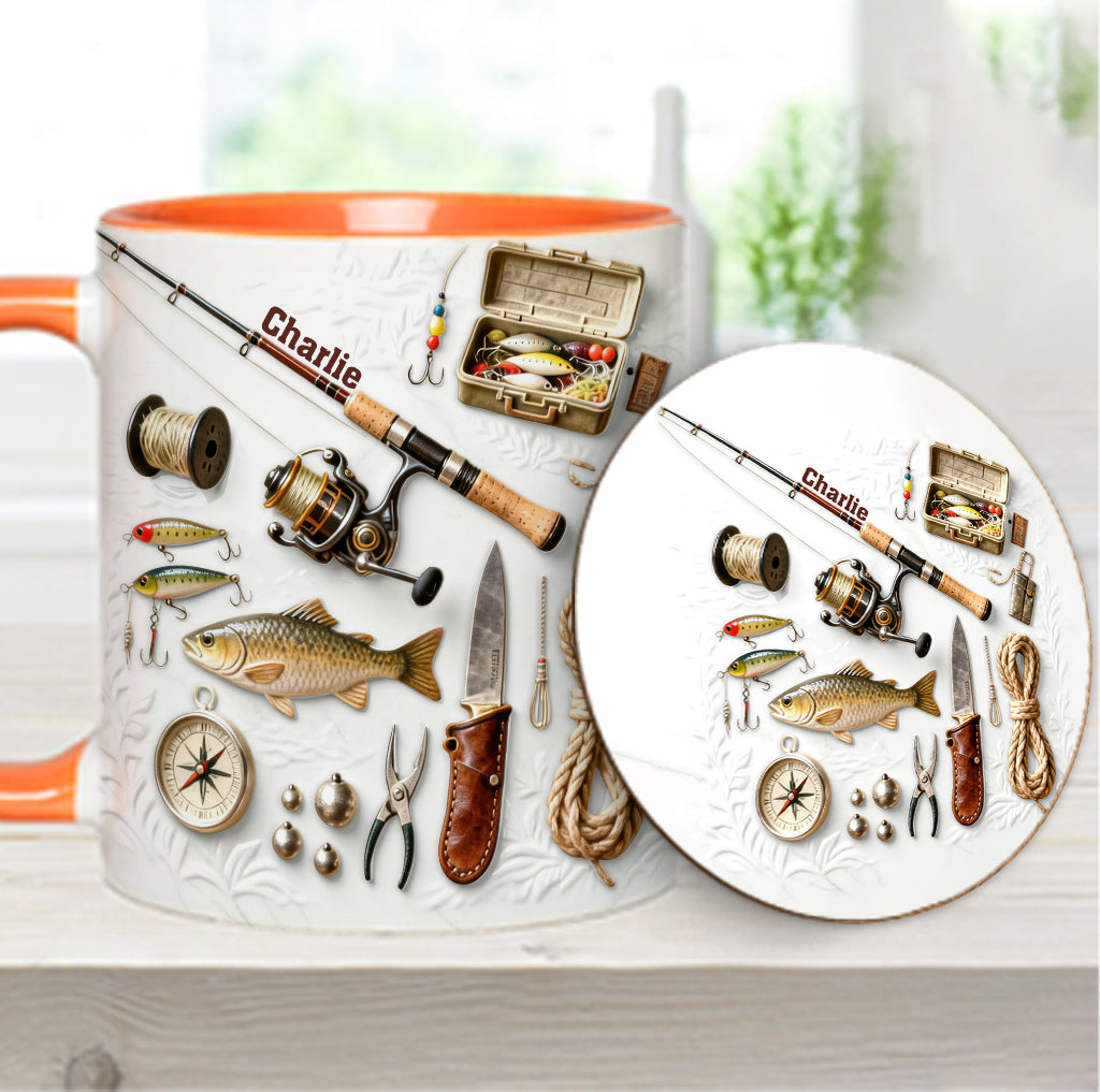 Love Fishing - Personalized Fishing Accent Mug & Coaster