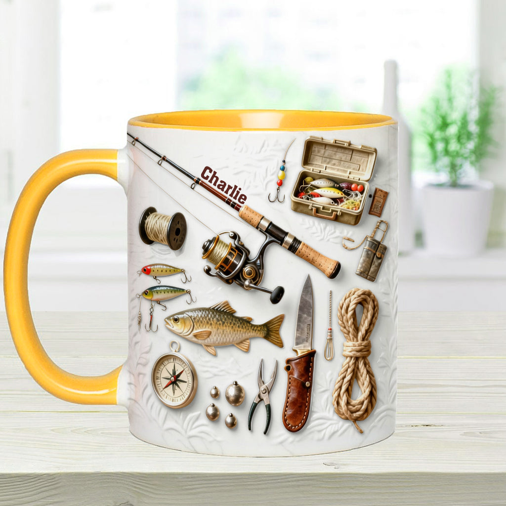 Love Fishing - Personalized Fishing Accent Mug & Coaster