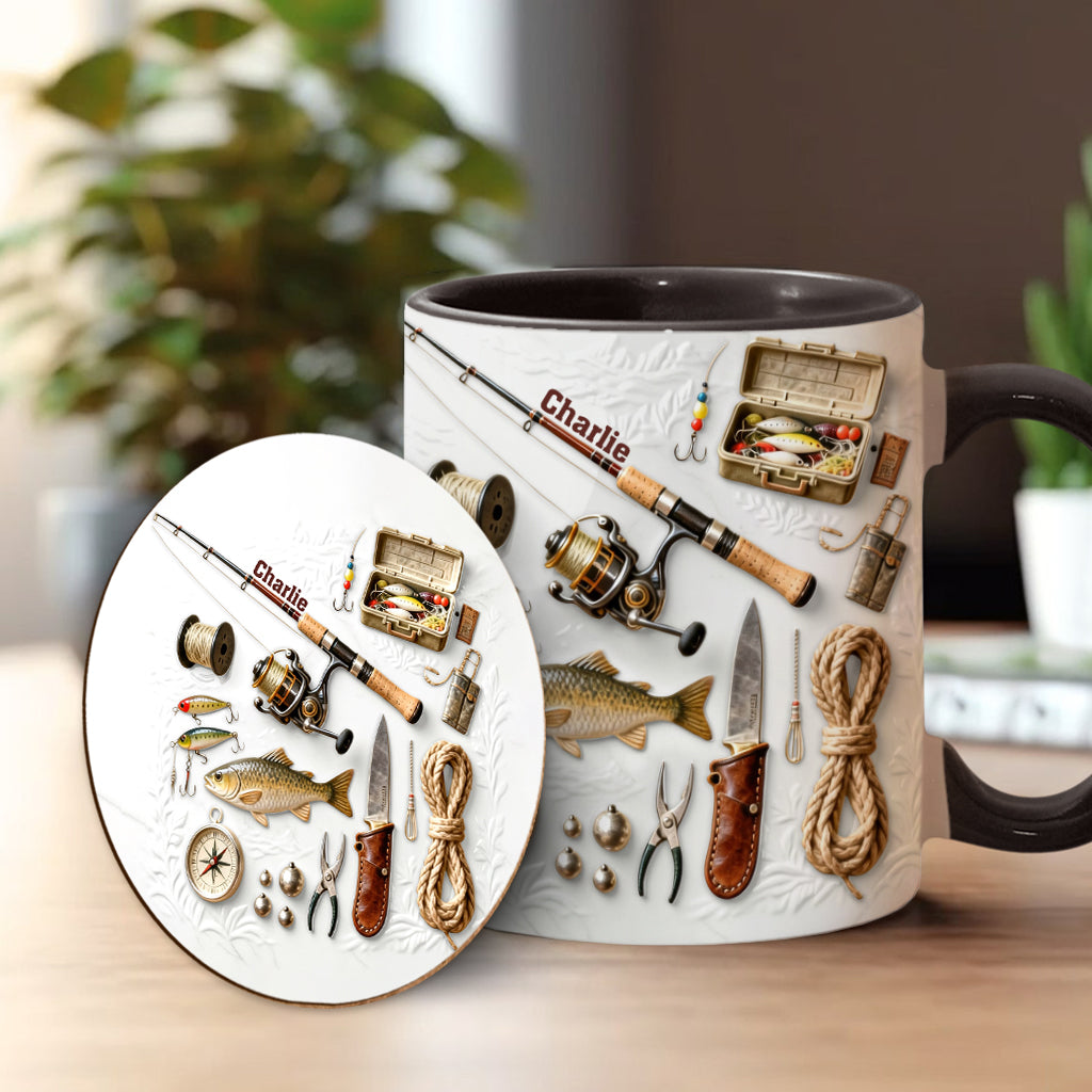 Love Fishing - Personalized Fishing Accent Mug & Coaster