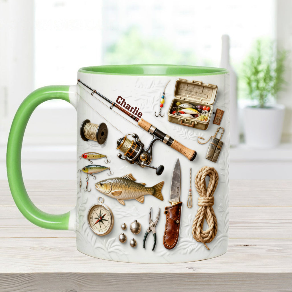 Love Fishing - Personalized Fishing Accent Mug & Coaster