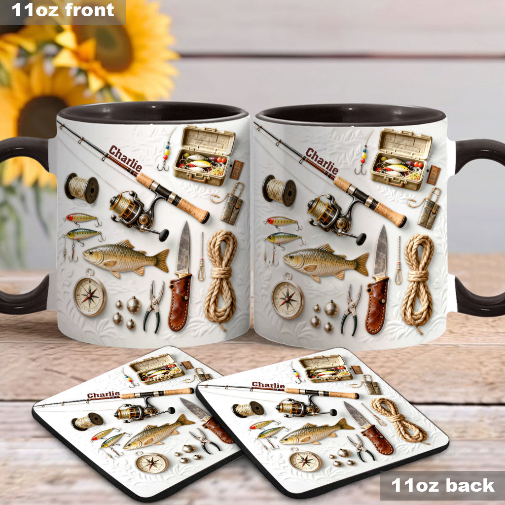 Love Fishing - Personalized Fishing Accent Mug & Coaster