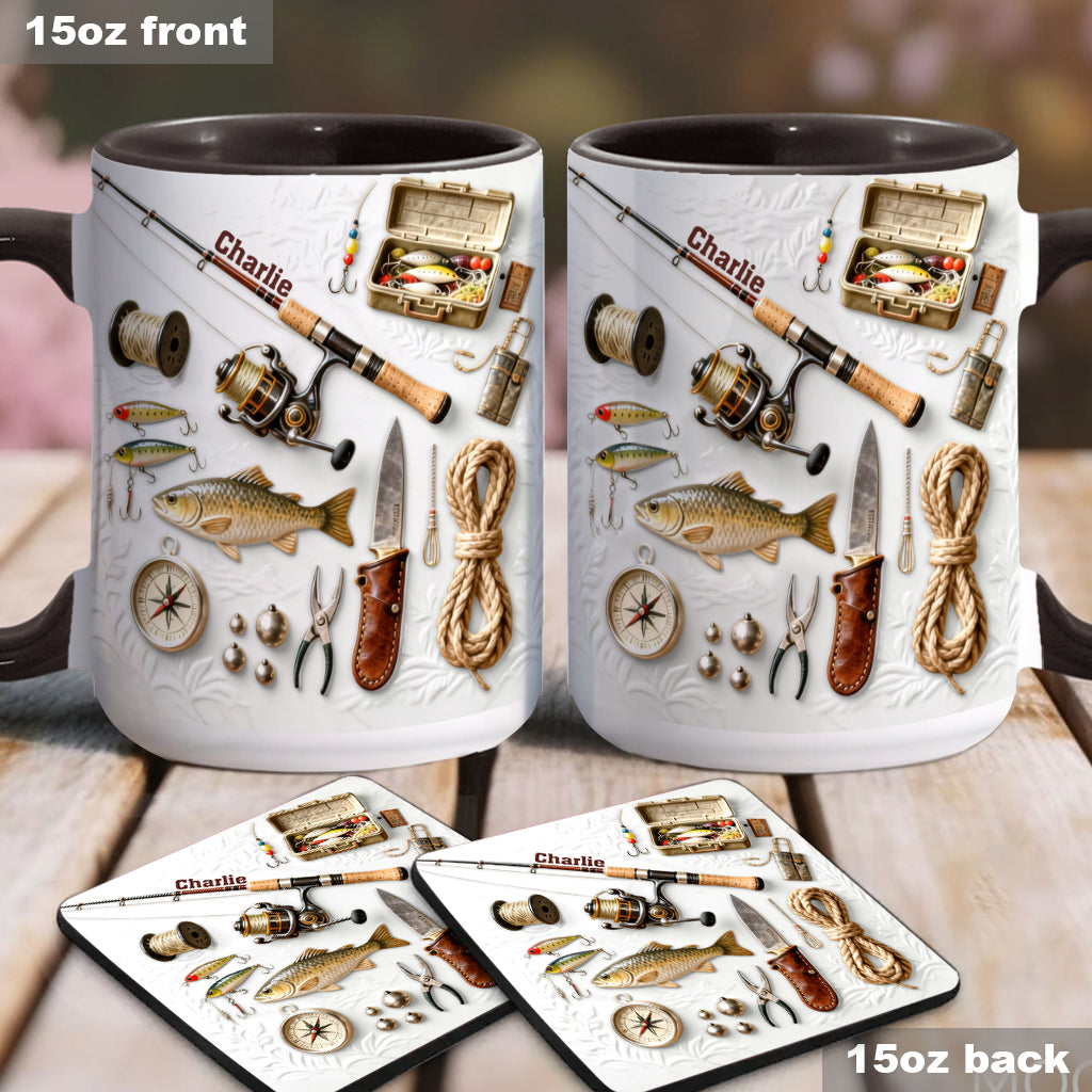 Love Fishing - Personalized Fishing Accent Mug & Coaster