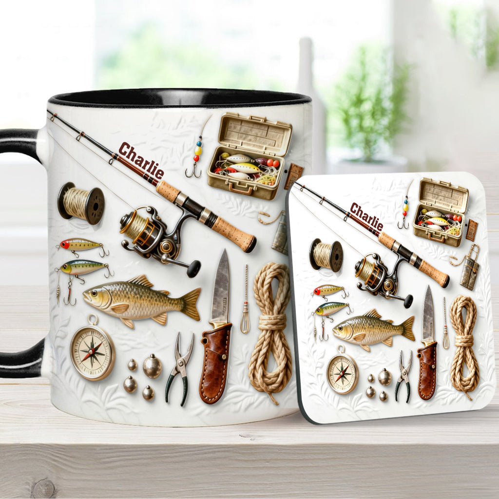 Love Fishing - Personalized Fishing Accent Mug & Coaster