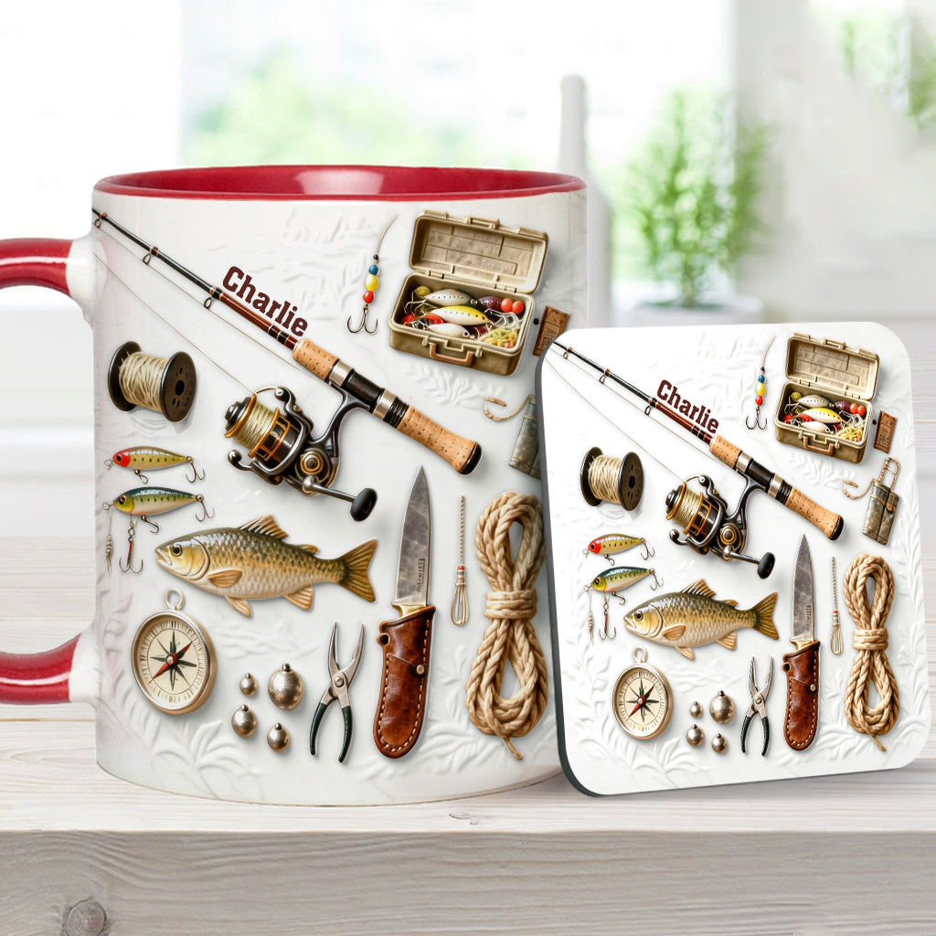 Love Fishing - Personalized Fishing Accent Mug & Coaster