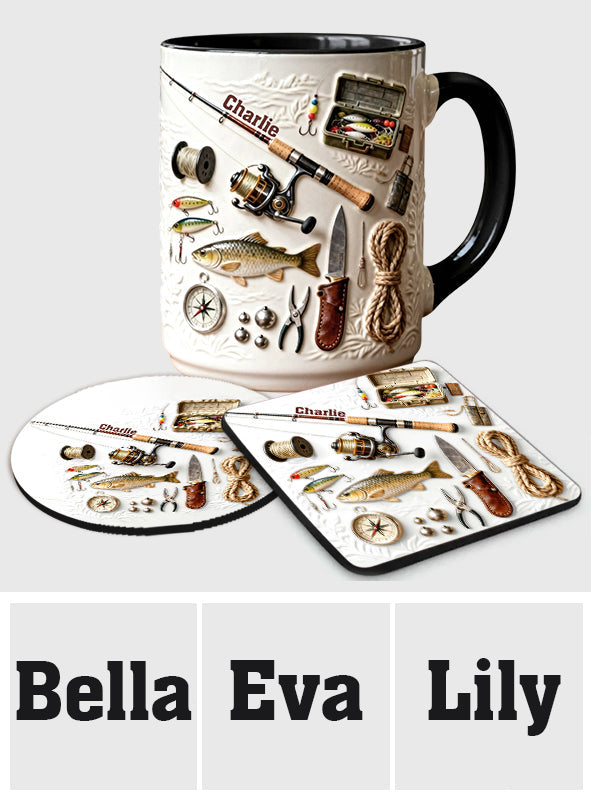 Love Fishing - Personalized Fishing Accent Mug & Coaster