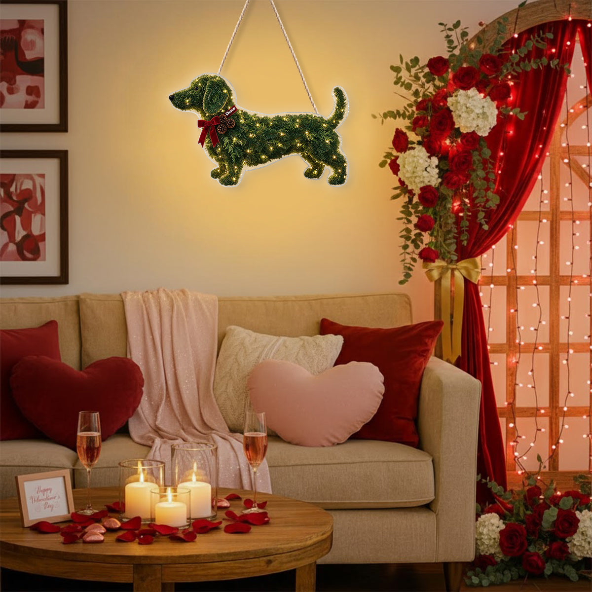 Christmas Dachshund - Personalized Dachshund LED Light Acrylic Sign