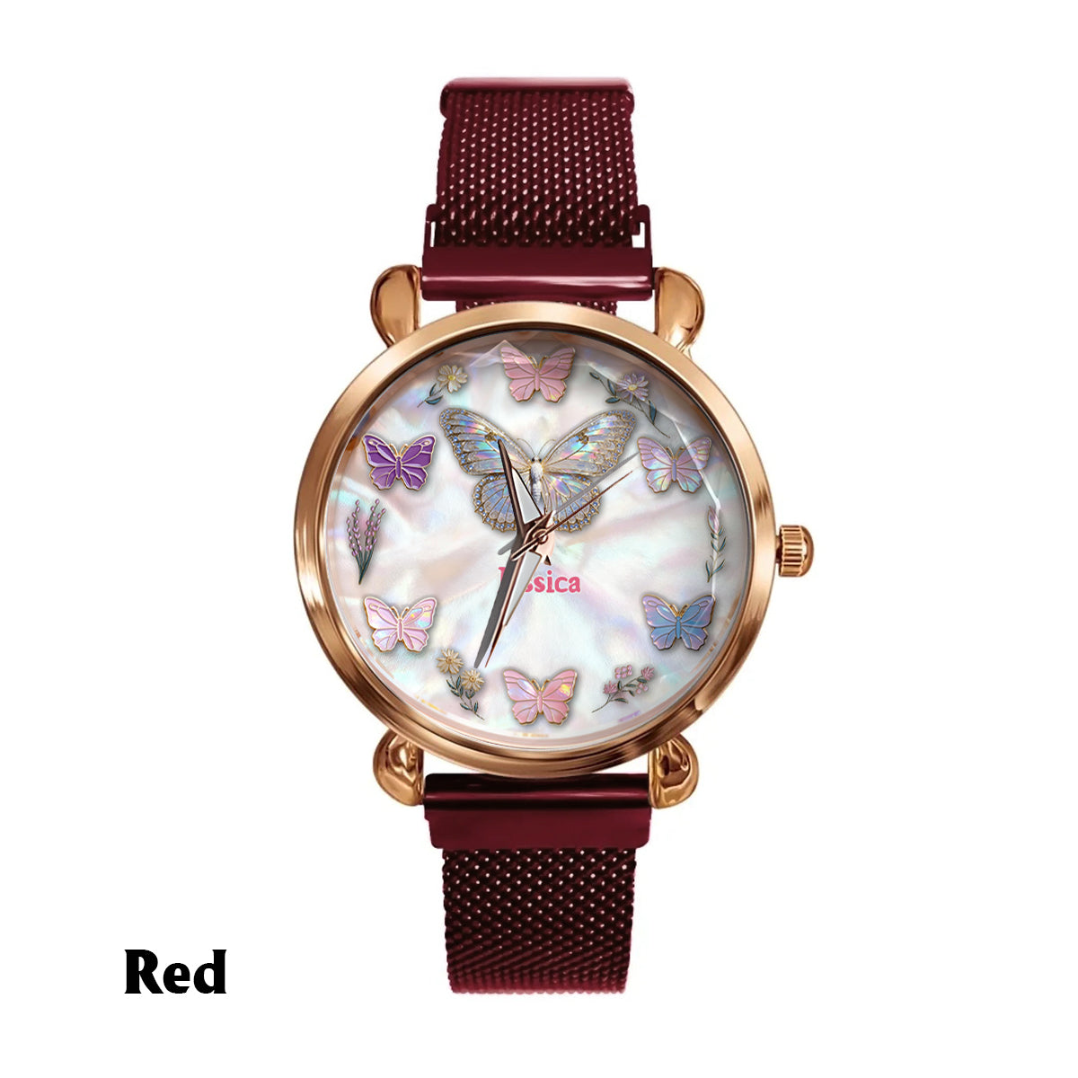 Sparkle Butterfies - Personalized Butterfly Women Hand Watch