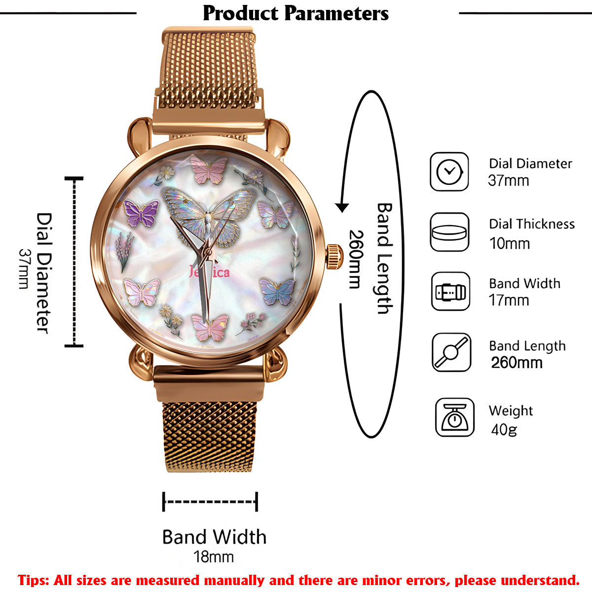 Sparkle Butterfies - Personalized Butterfly Women Hand Watch