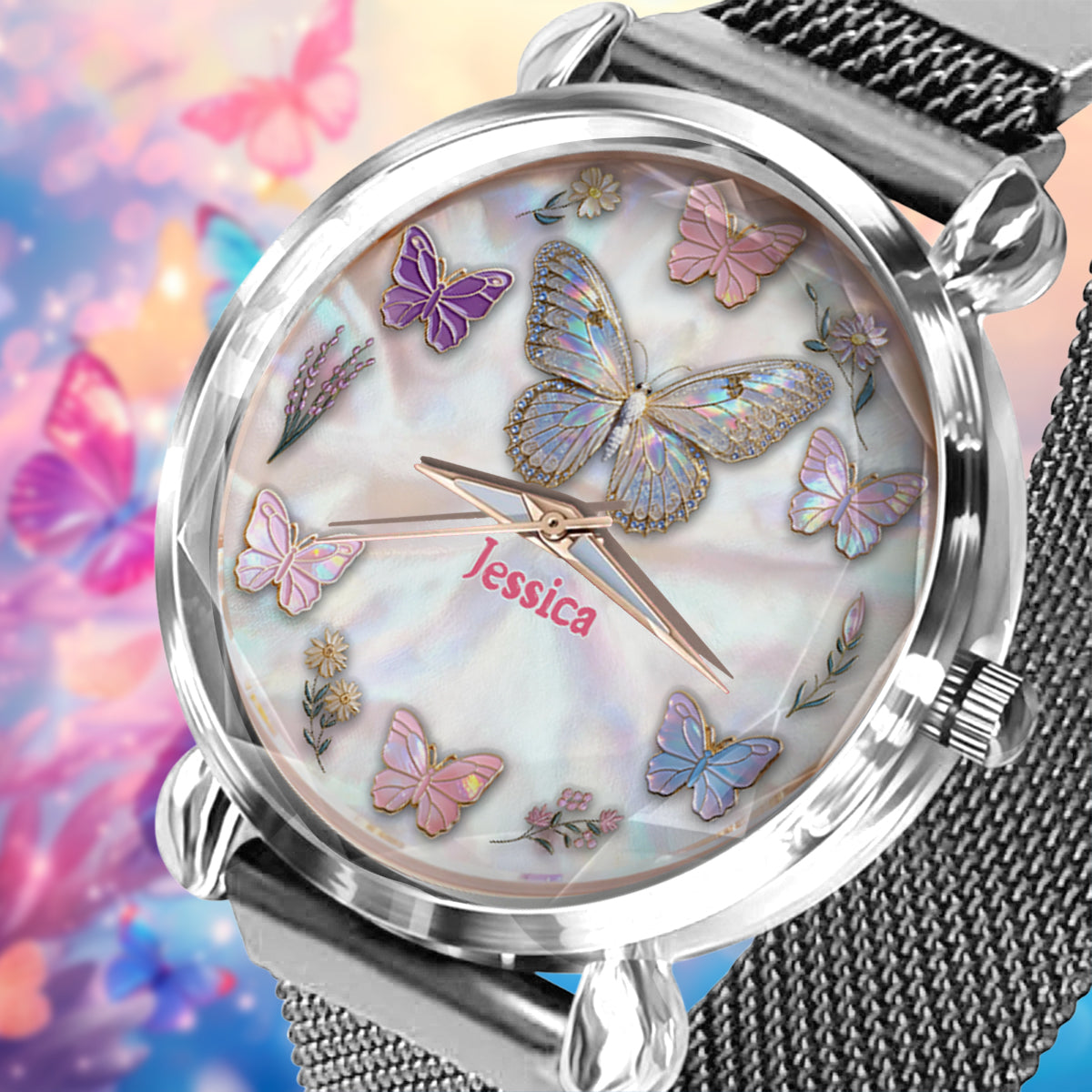 Sparkle Butterfies - Personalized Butterfly Women Hand Watch
