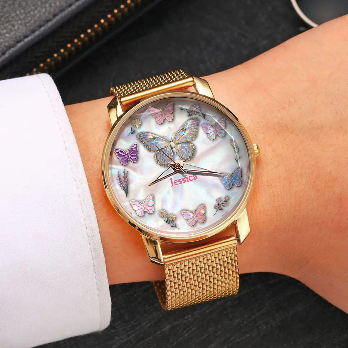 Sparkle Butterfies - Personalized Butterfly Women Hand Watch