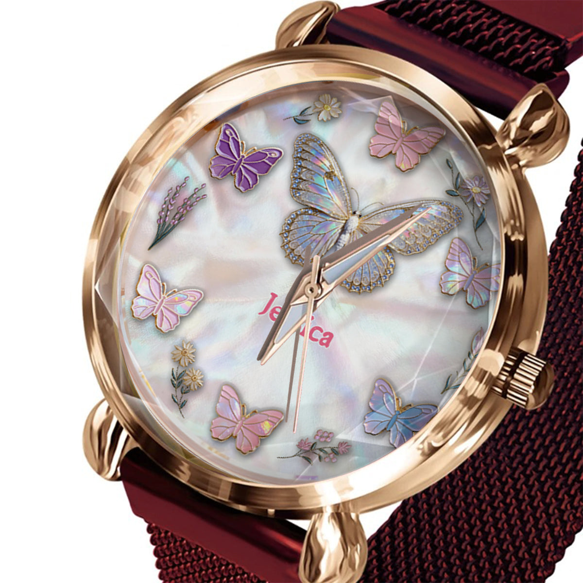 Sparkle Butterfies - Personalized Butterfly Women Hand Watch