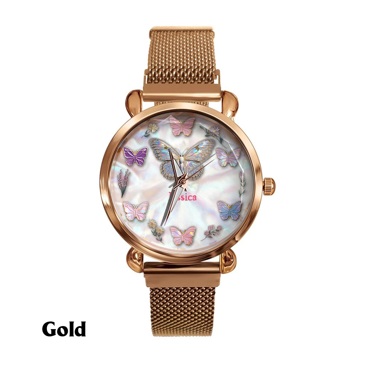 Sparkle Butterfies - Personalized Butterfly Women Hand Watch