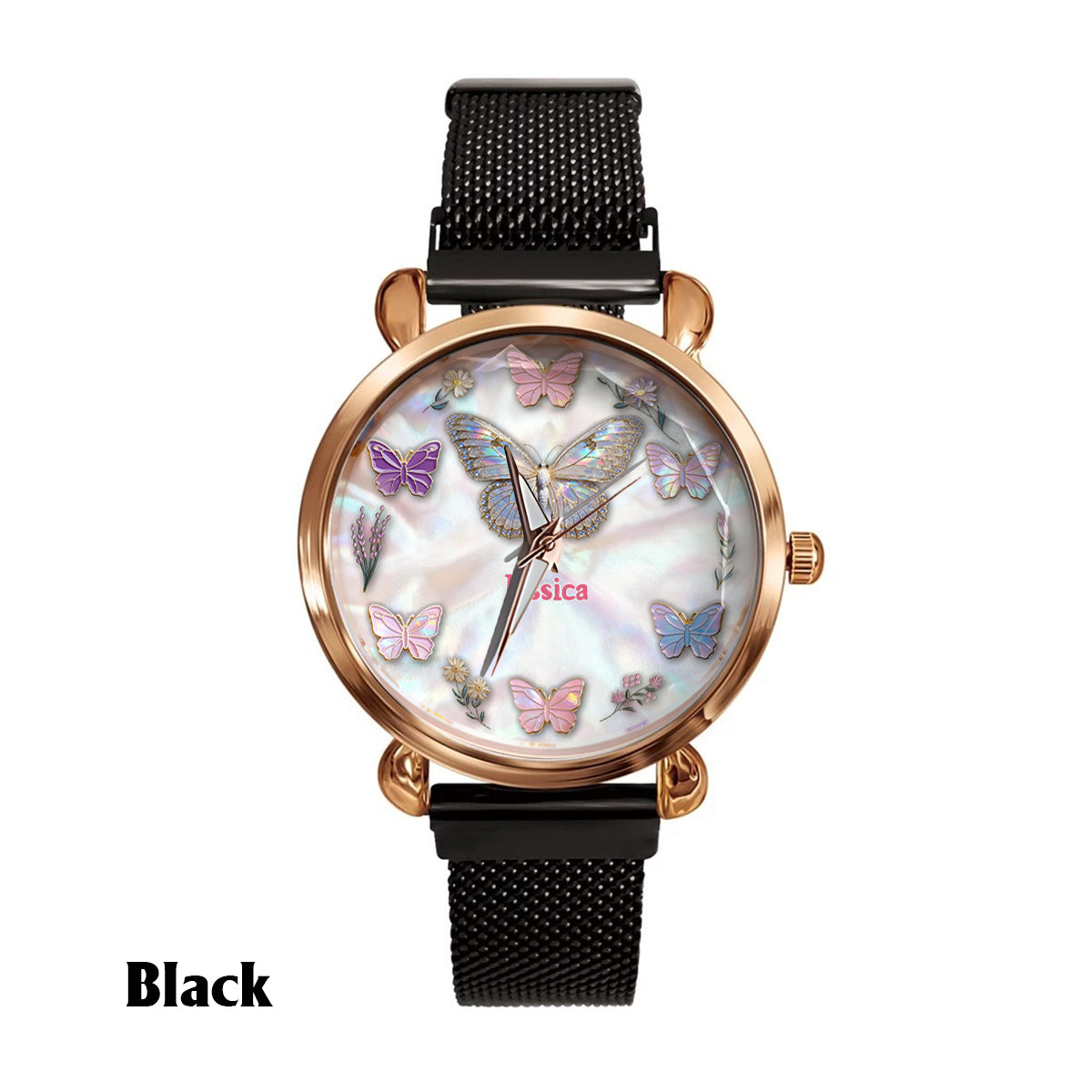 Sparkle Butterfies - Personalized Butterfly Women Hand Watch