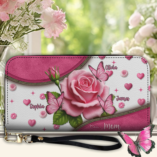 My Beautiful Kids Gift For Mom, Grandma - Personalized Mother Leather Long Wallet