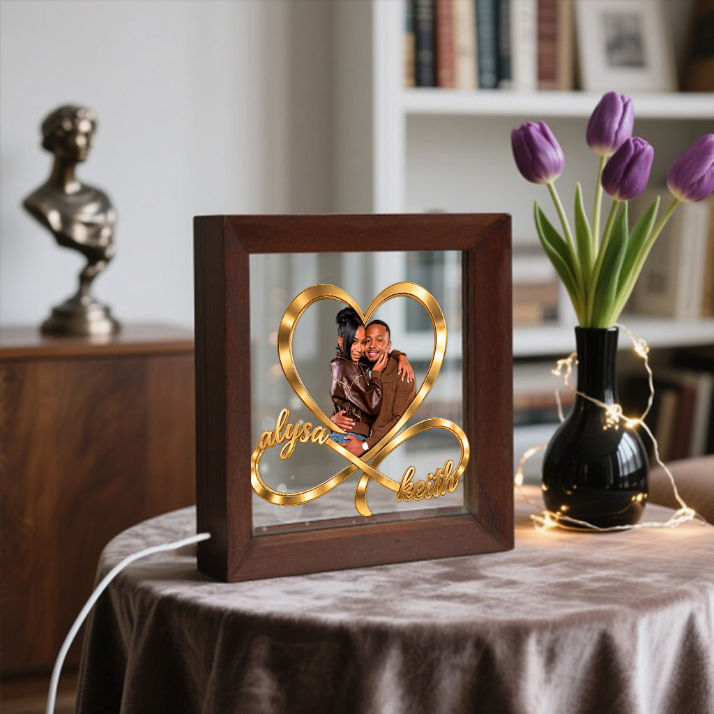I Love You Infinite - Personalized Couple Wooden Frame LED Light