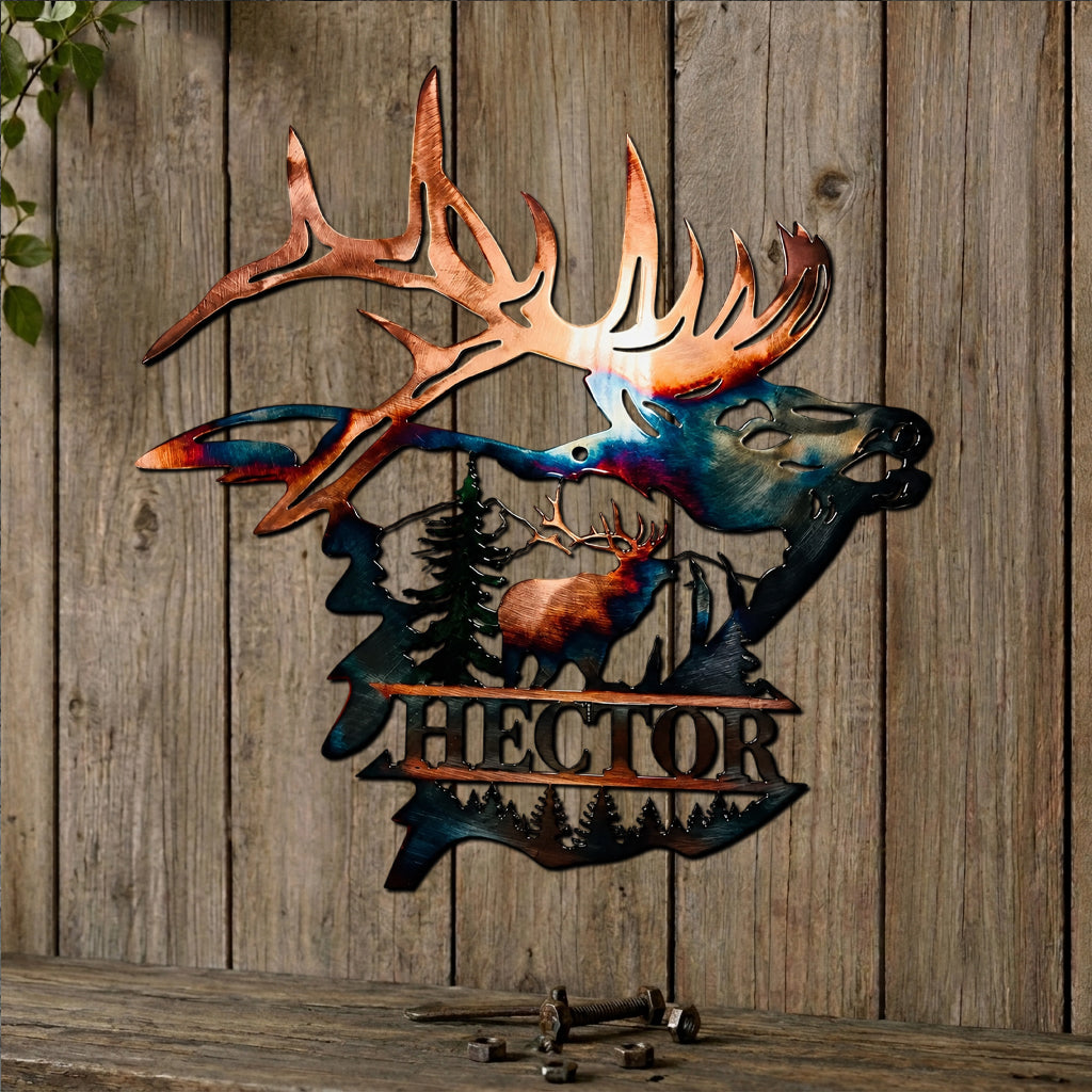 Duck And Elk Metal Wall Art in Country Style-Unique - Personalized Hunting Cut Metal Sign