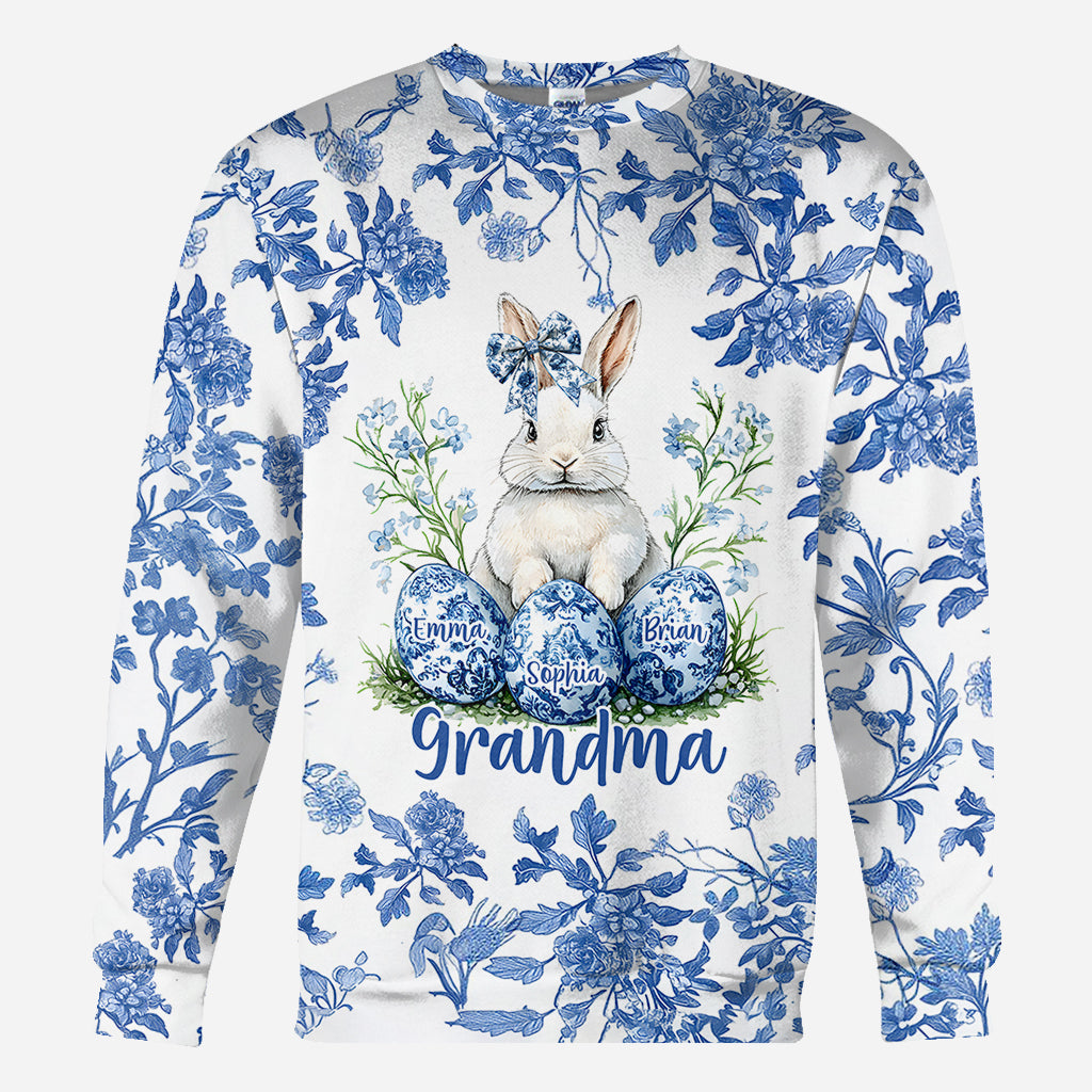 Hoppy Grandma & Her Eggs - Personalized Grandma All Over Shirt