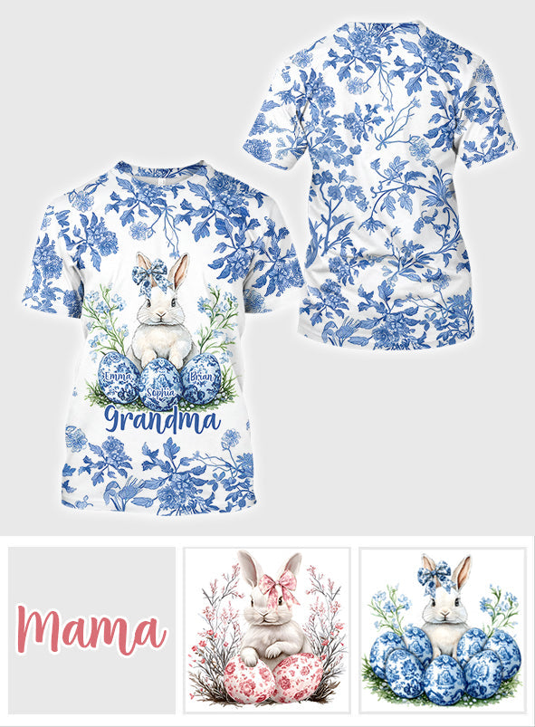Hoppy Grandma & Her Eggs - Personalized Grandma All Over Shirt