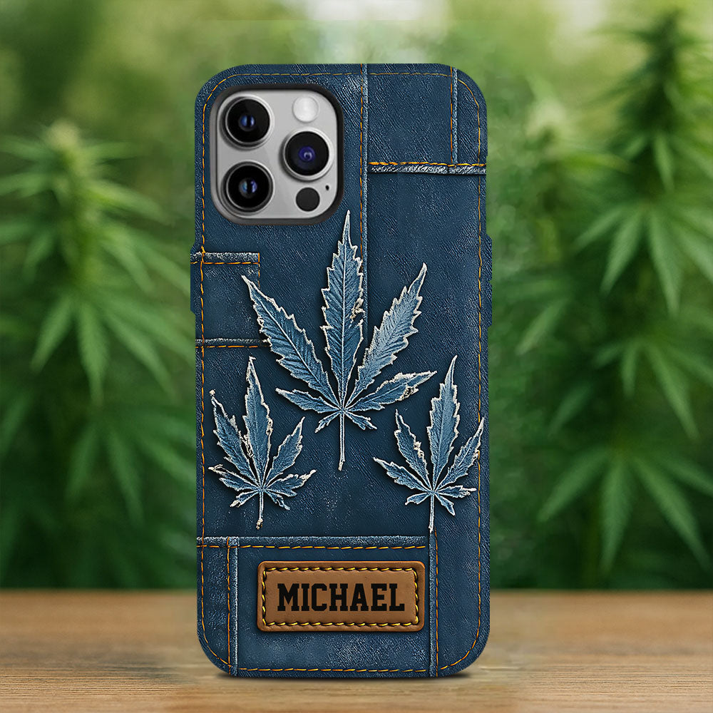 Distressed Denim Marijuanas - Personalized Weed Full Print Phone Case