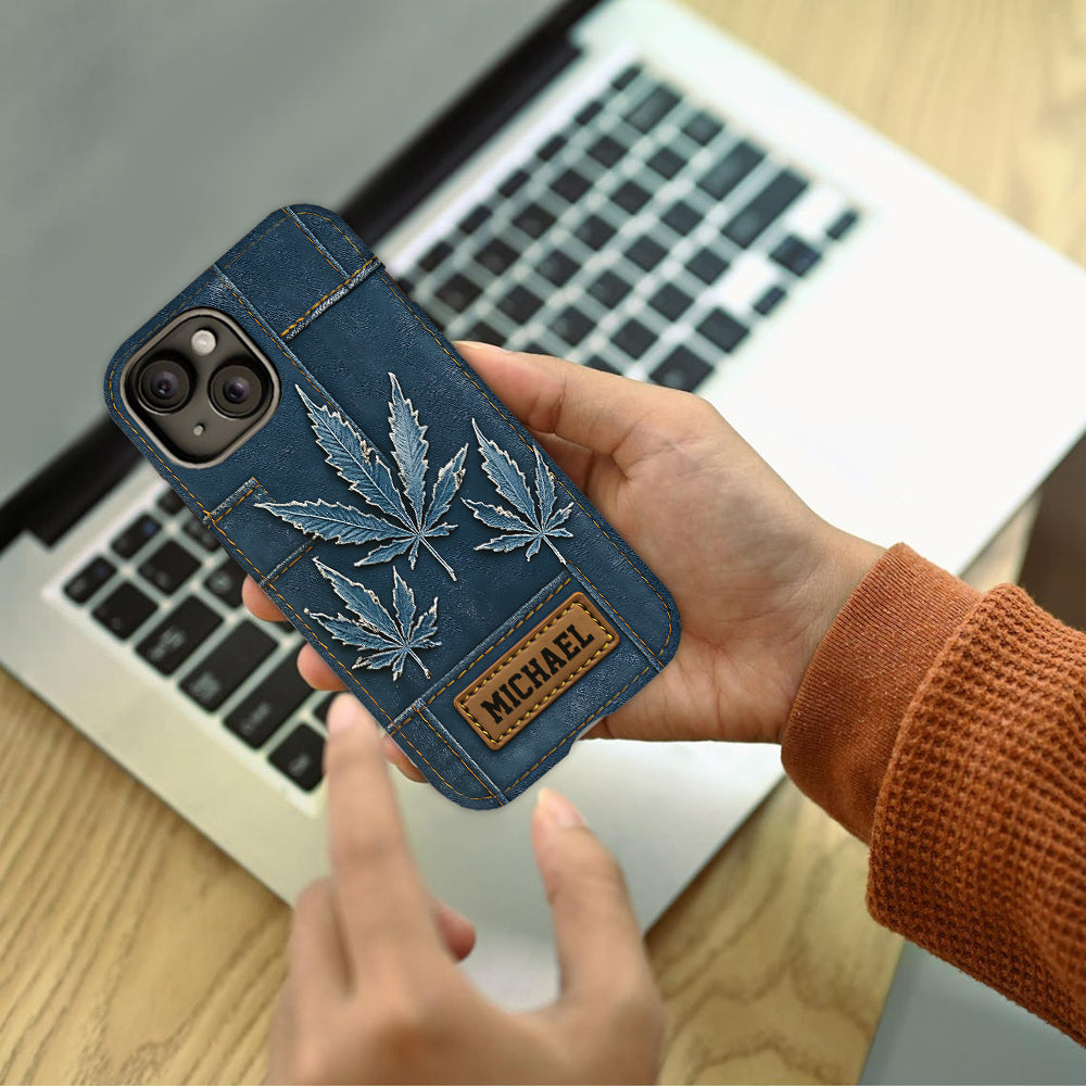 Distressed Denim Marijuanas - Personalized Weed Full Print Phone Case