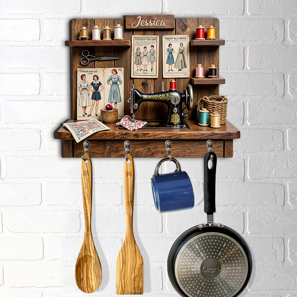 Love Sewing - Personalized Sewing Custom Shaped Hanging Rack