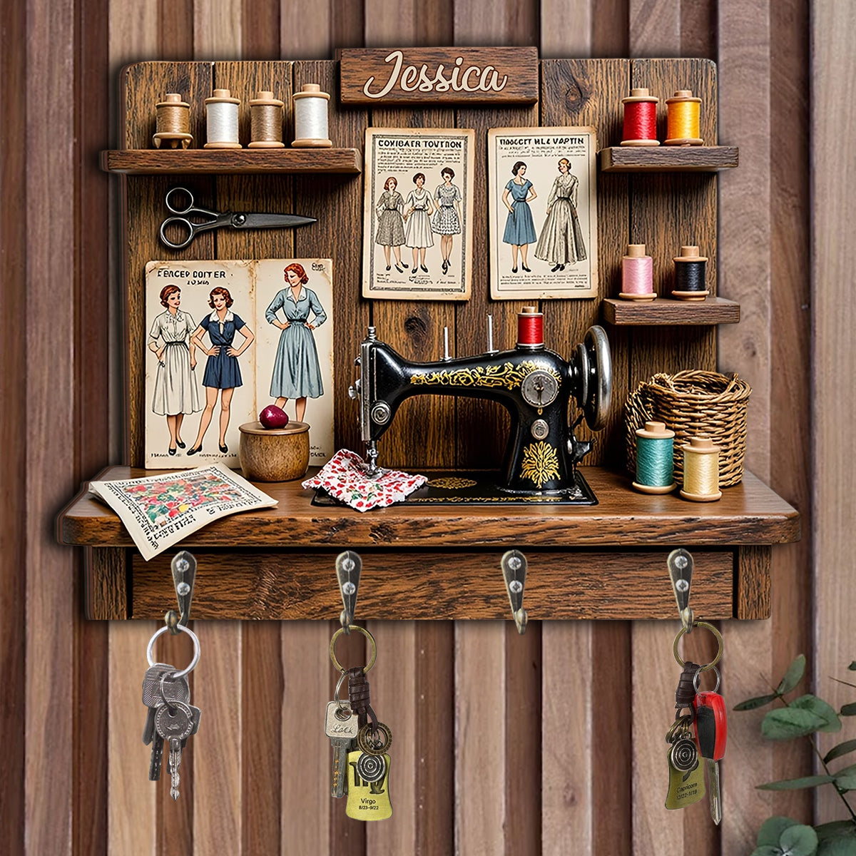 Love Sewing - Personalized Sewing Custom Shaped Hanging Rack