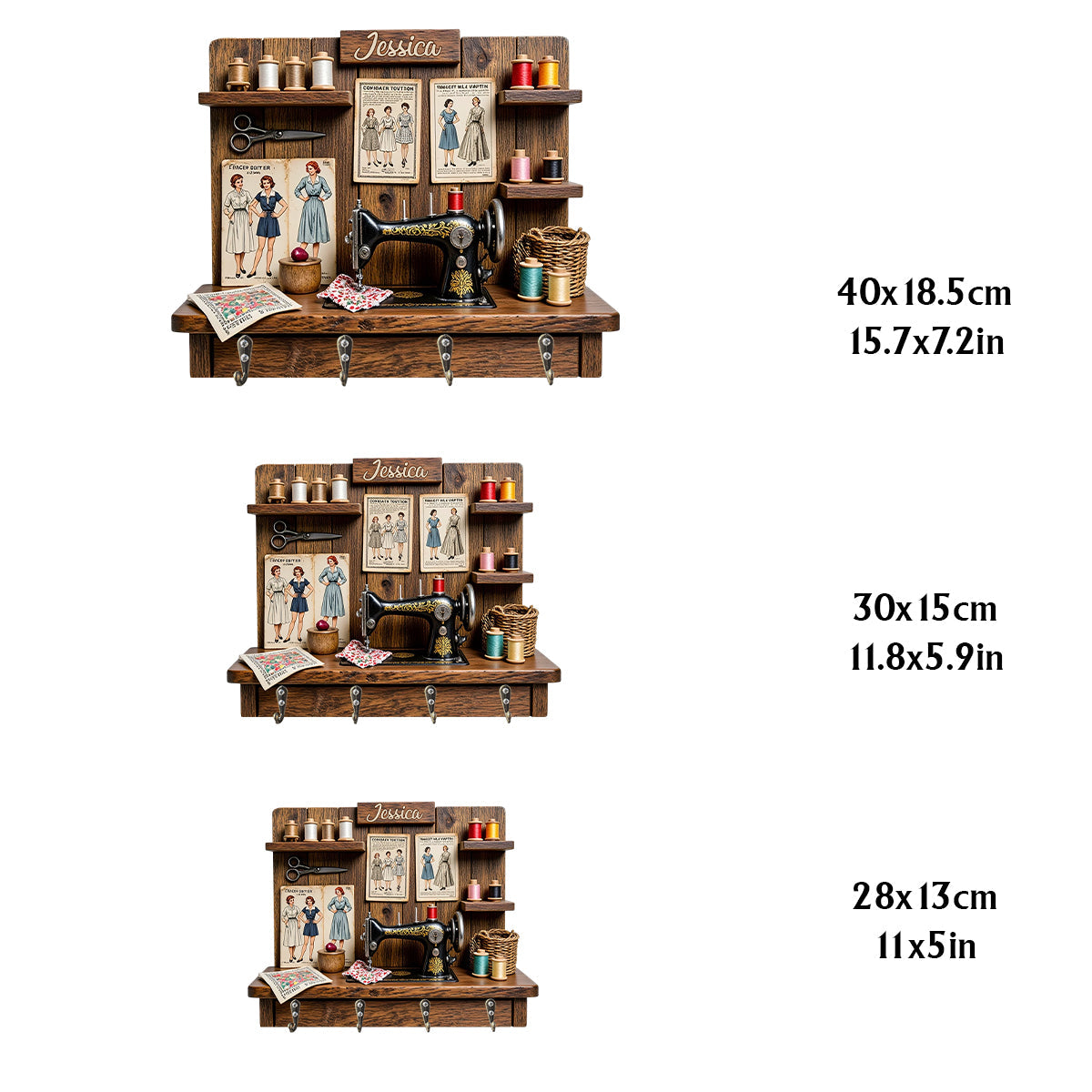 Love Sewing - Personalized Sewing Custom Shaped Hanging Rack