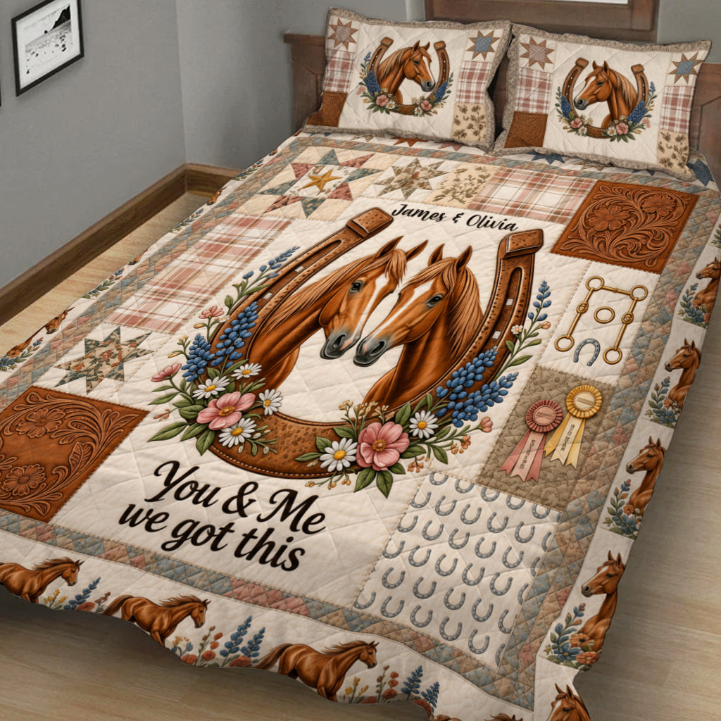 You & Me We Got This - Personalized Horse Quilt Set