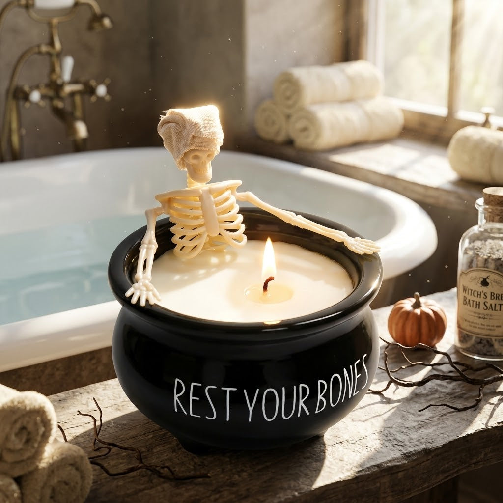 Rest Your Bones Skeleton Candle