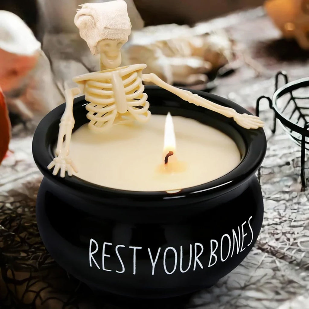 Rest Your Bones Skeleton Candle