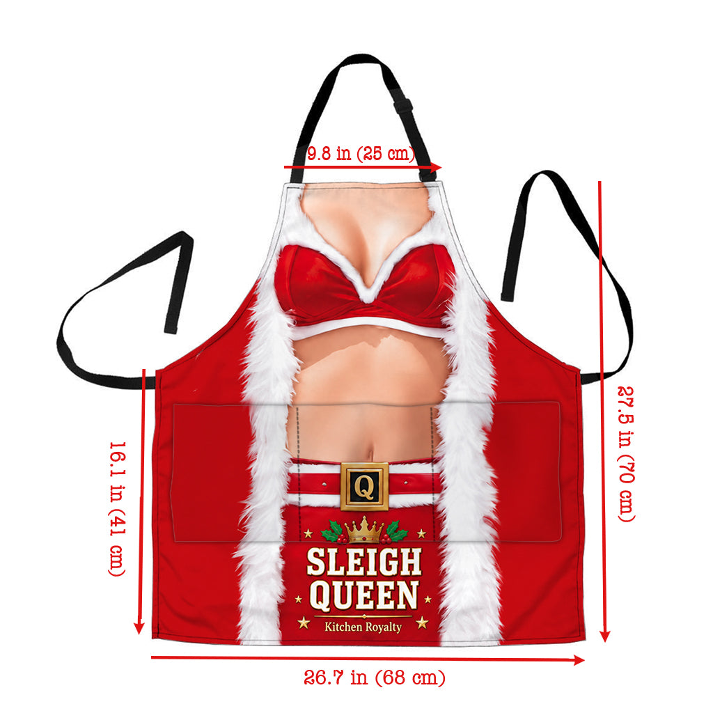 Sleigh King, Sleigh Queen - Personalized Couple Apron With Pockets