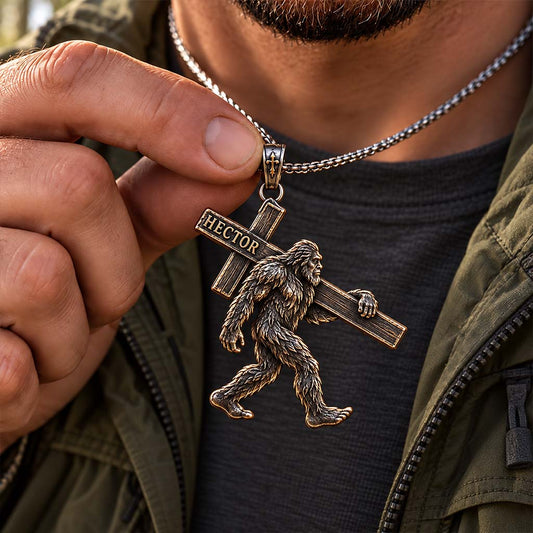 Walk With Faith - Personalized Hiking Shaped Metal Pendant Necklace