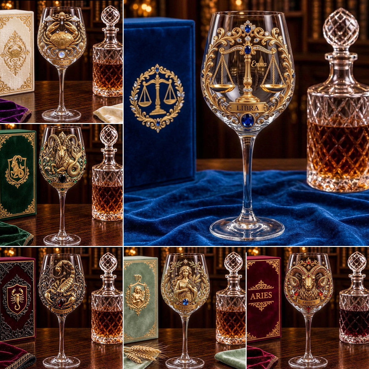 Zodiac Sign - Personalized Horoscope Wine Glass With Long Stem