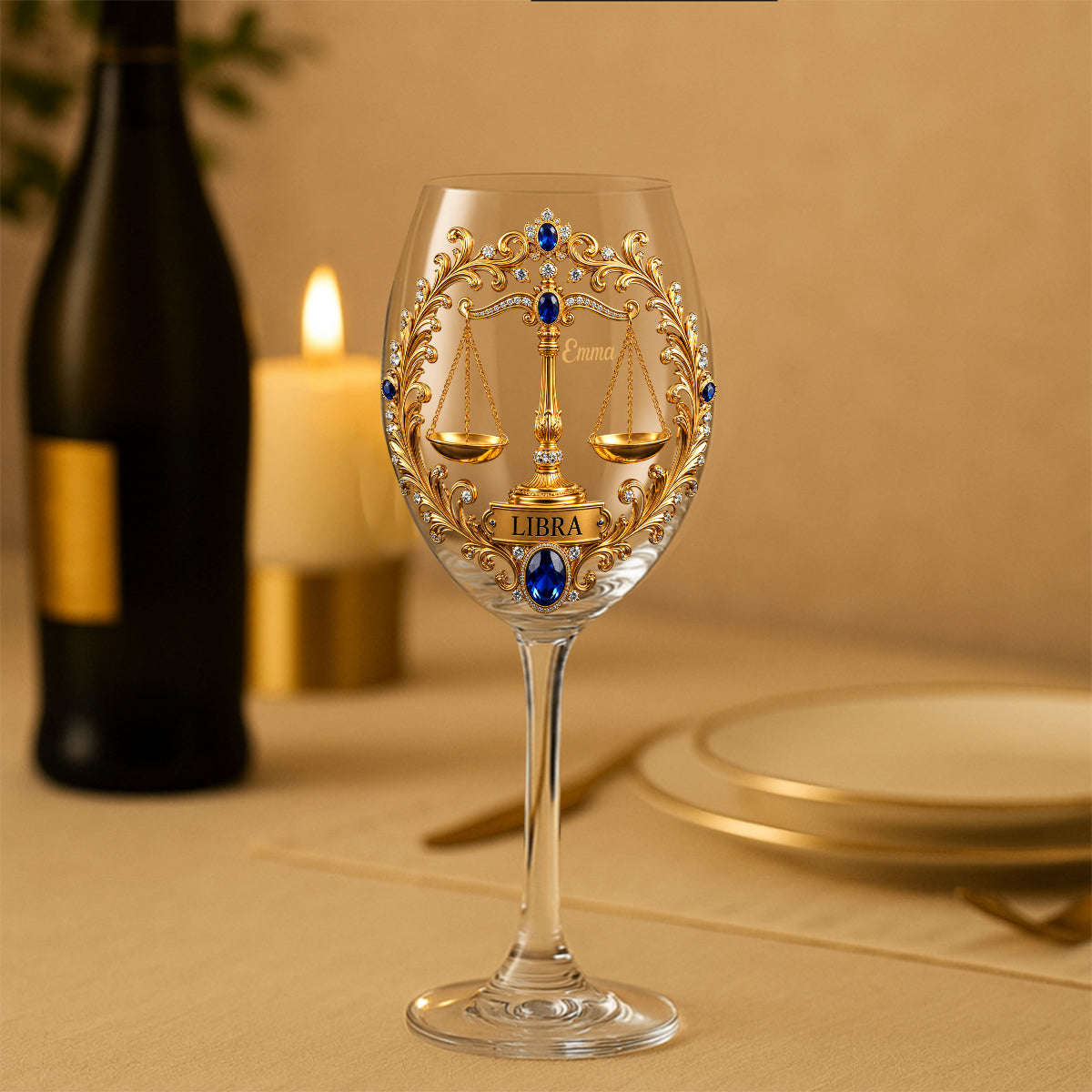 Zodiac Sign - Personalized Horoscope Wine Glass With Long Stem