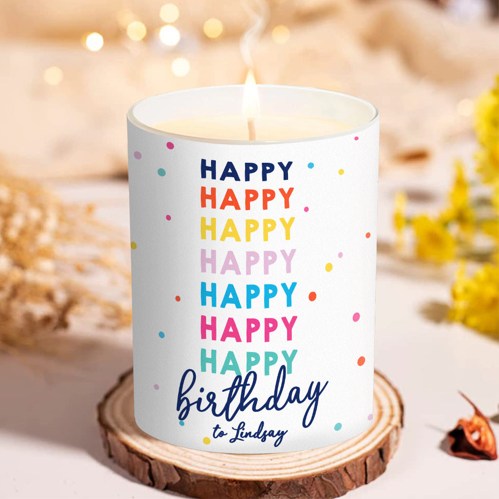 Happy Birthday - Personalized Birthday Candle With Wooden Lid