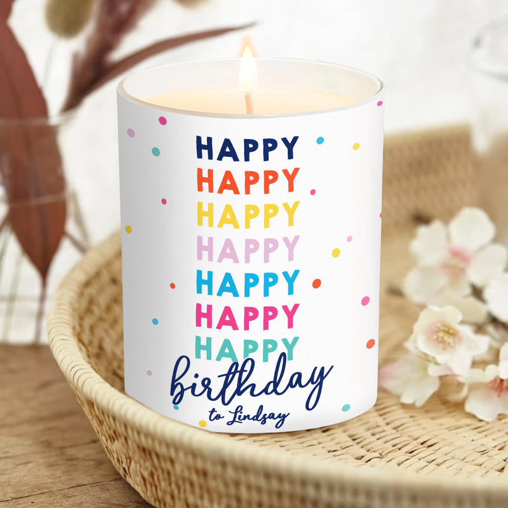 Happy Birthday - Personalized Birthday Candle With Wooden Lid