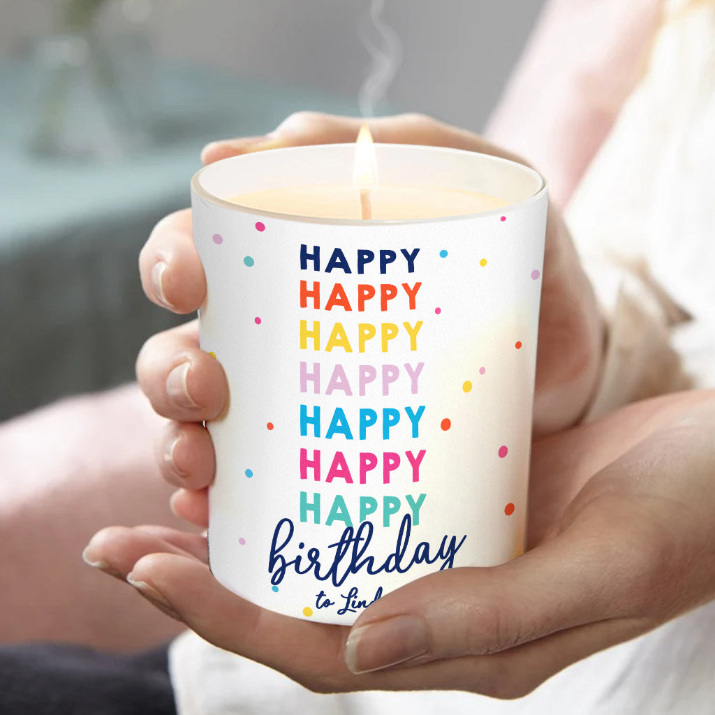 Happy Birthday - Personalized Birthday Candle With Wooden Lid