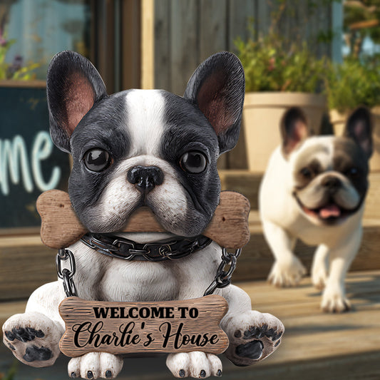 Welcome To My House - Personalized French Bulldog Acrylic Garden Sign