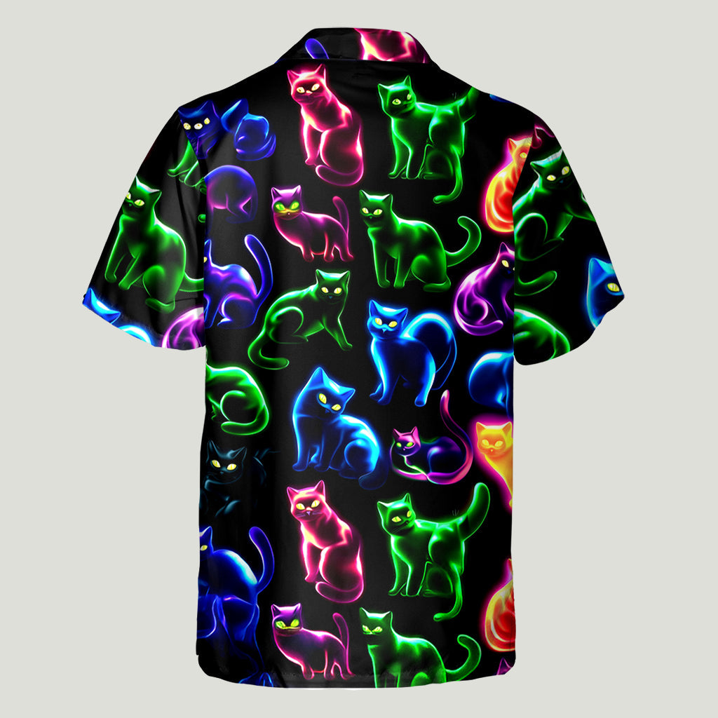 Neon Cat Pattern - Personalized Cat Hawaiian Shirt