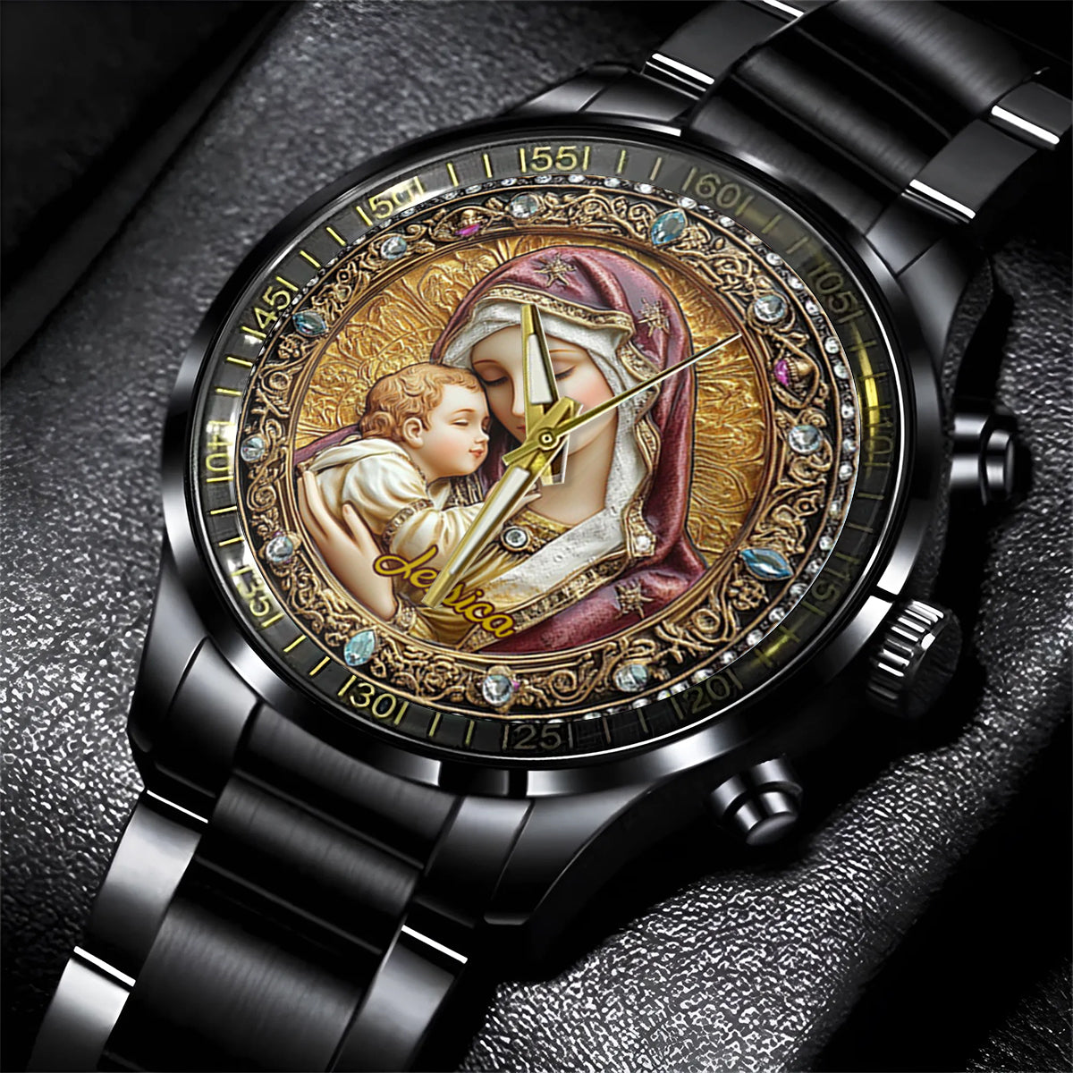 Catholight Divine Madonna And Child - Personalized Christian Hand Watch