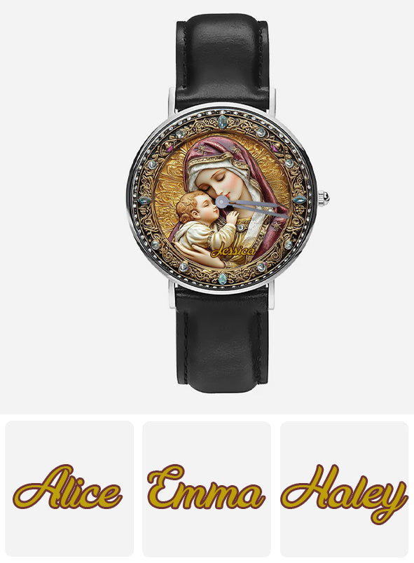 Catholight Divine Madonna And Child - Personalized Christian Hand Watch