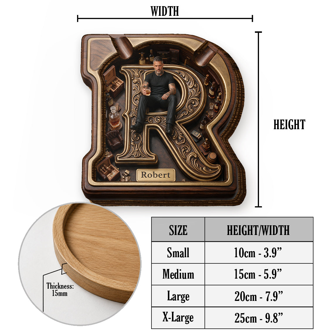 Any Photo Monogram - Personalized Real Men Wood Tray