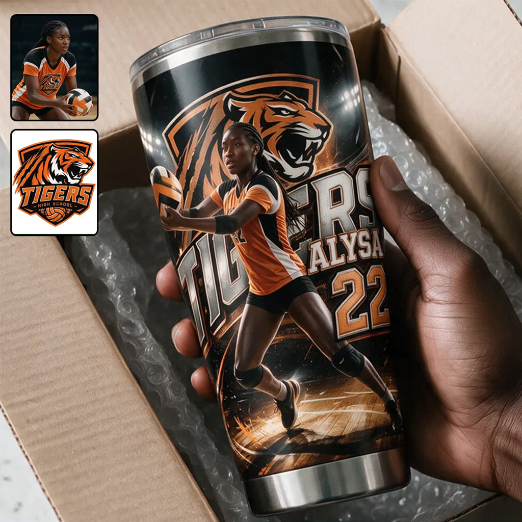 Custom Any Sport From Any Photo - Personalized Volleyball Tumbler