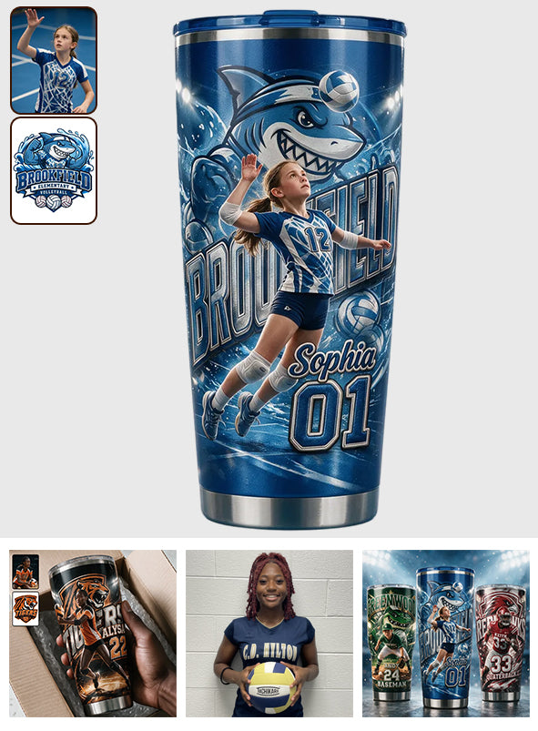 Custom Any Sport From Any Photo - Personalized Volleyball Tumbler
