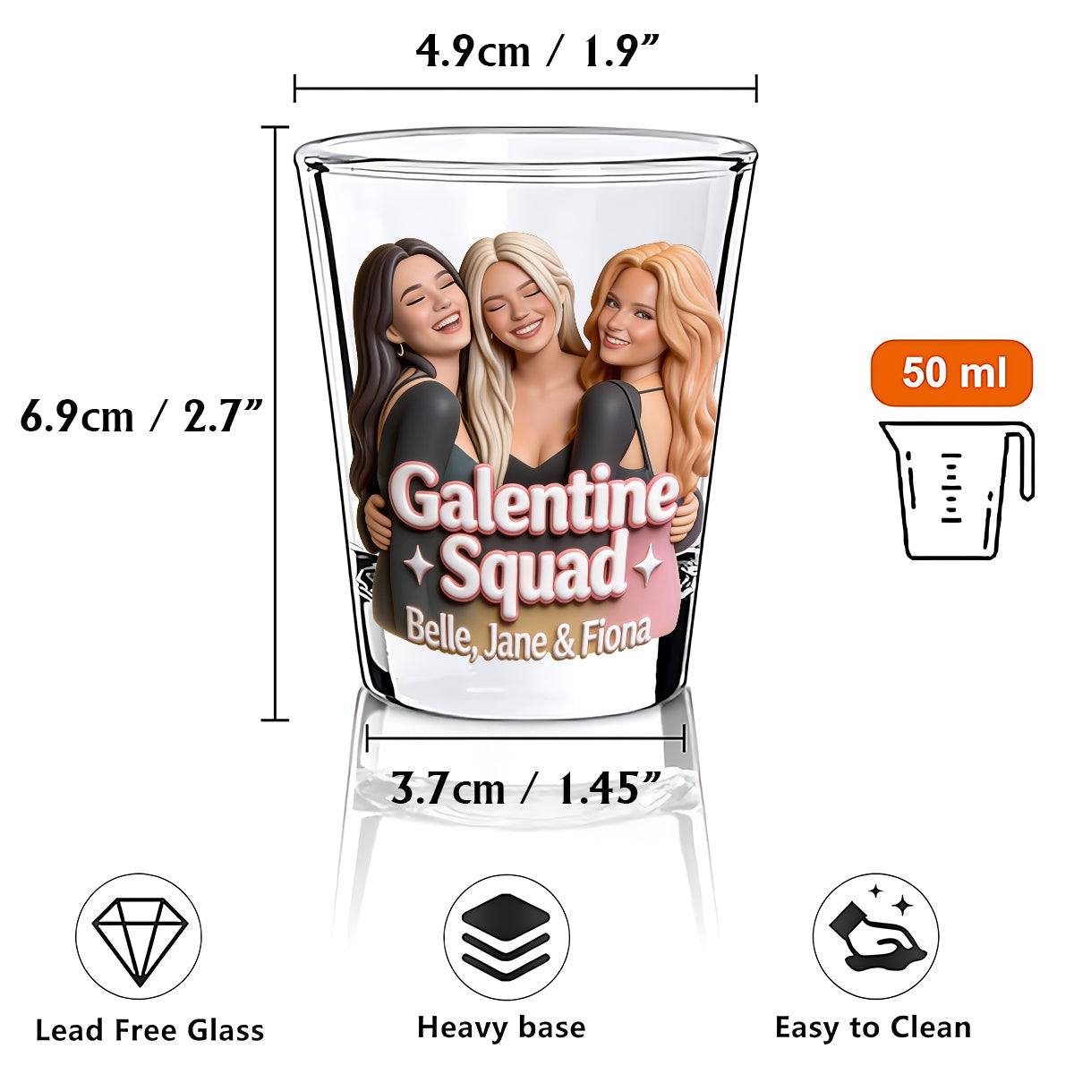 Galentine Squad - Personalized Bestie Shot Glasses Set